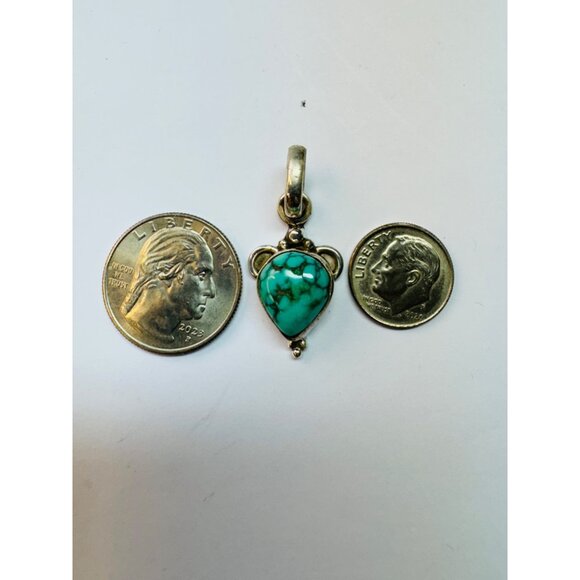 Vintage Style Sterling Silver 925 Turquoise Gemstone Pendant - Boho Chic Jewelry - Picture 5 of 8
